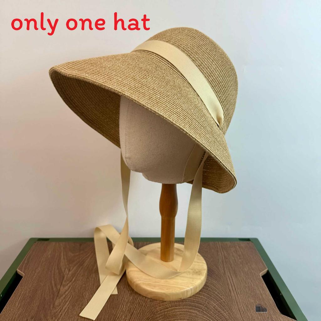 

French Sun Hat With Wide Brim Foldable Straw Cap For Beach Vacation And Sun Protection абрикосовий
