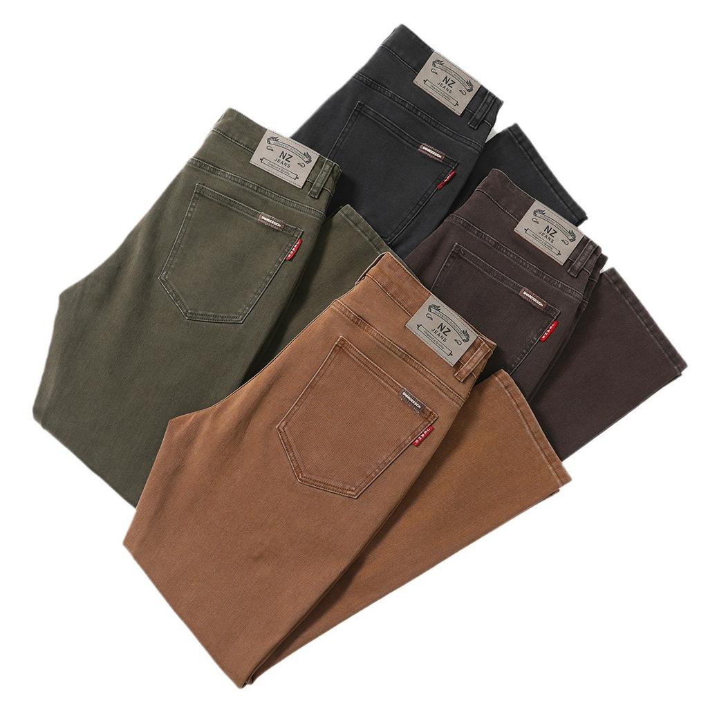 Autumn New Denim Jeans Men'S Combed Cotton Casual Pants Loose Straight Leg Light Business High Waisted Deep Cut Pants