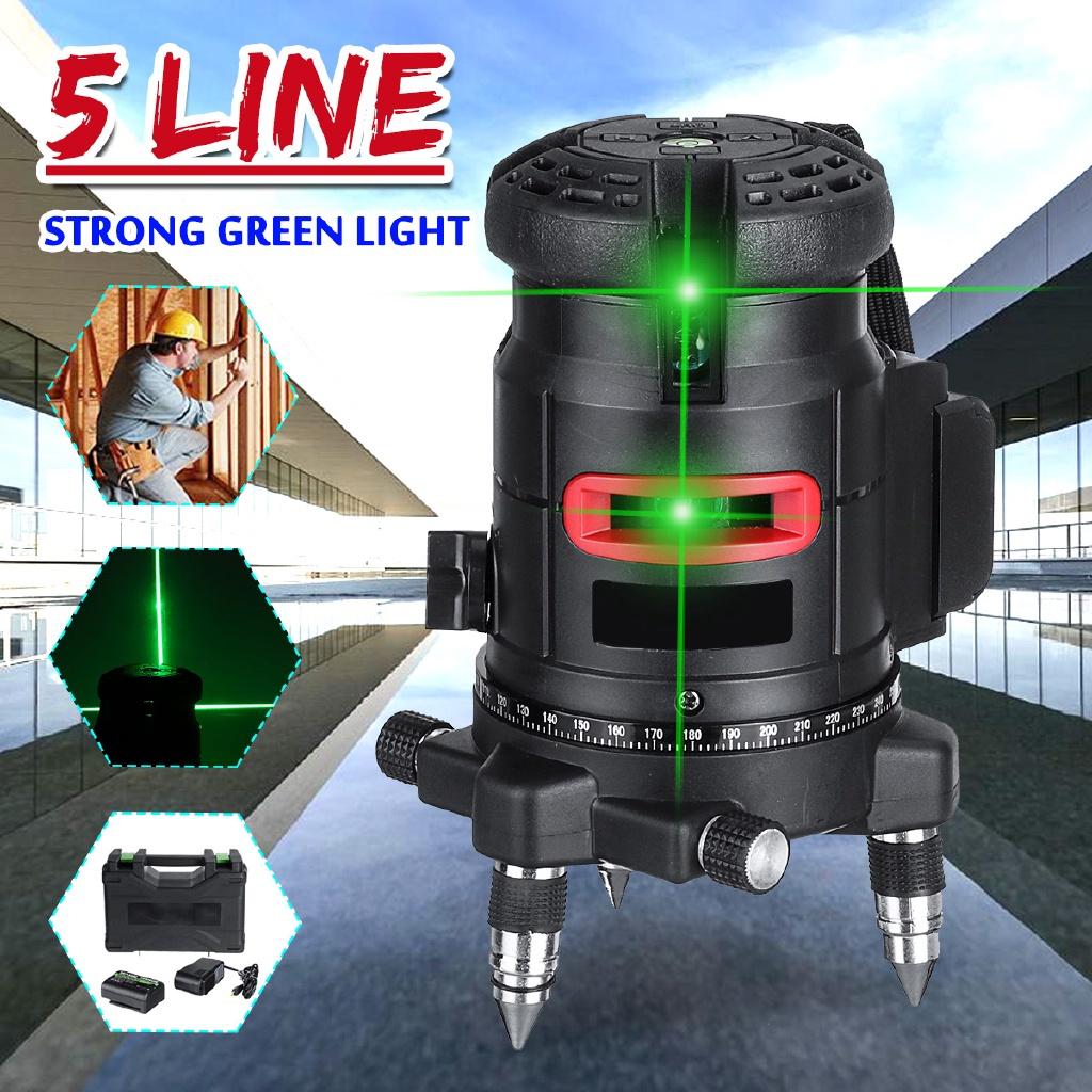 100- 240v  Strong Green Light 5 Line Laser Level 360° Rotary Laser Line