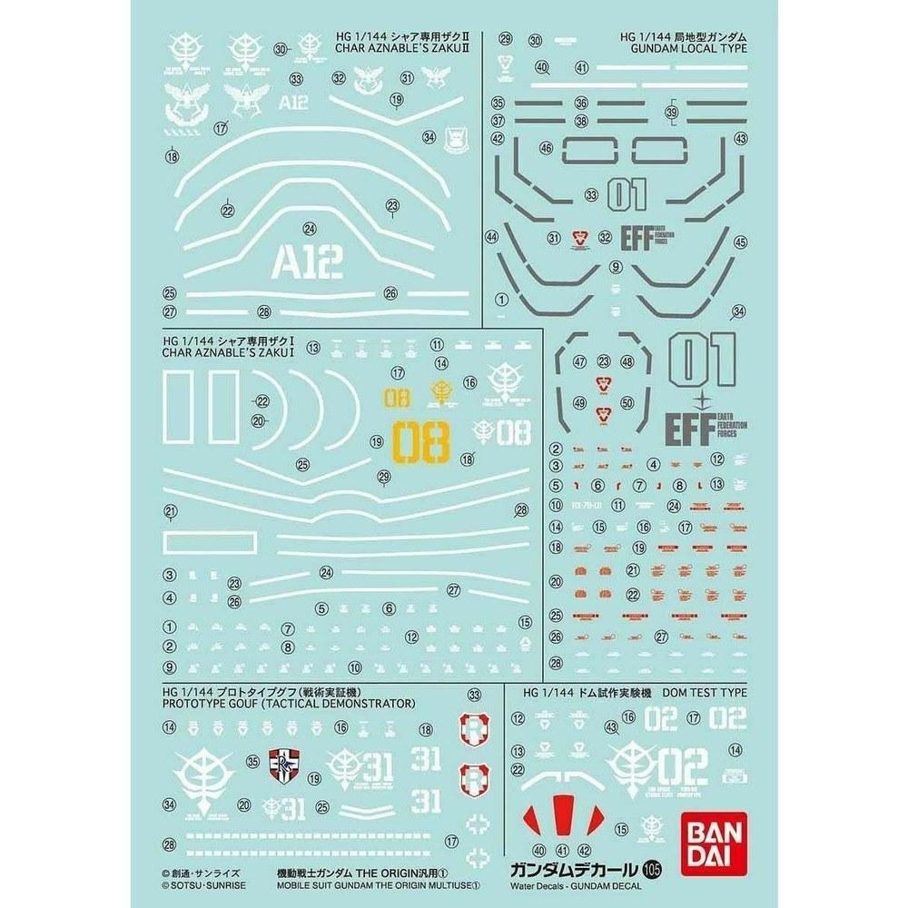 Bandai Gundam Decal No.105 Mobile Suit Gundam THE ORIGIN General Purpose 1 19604