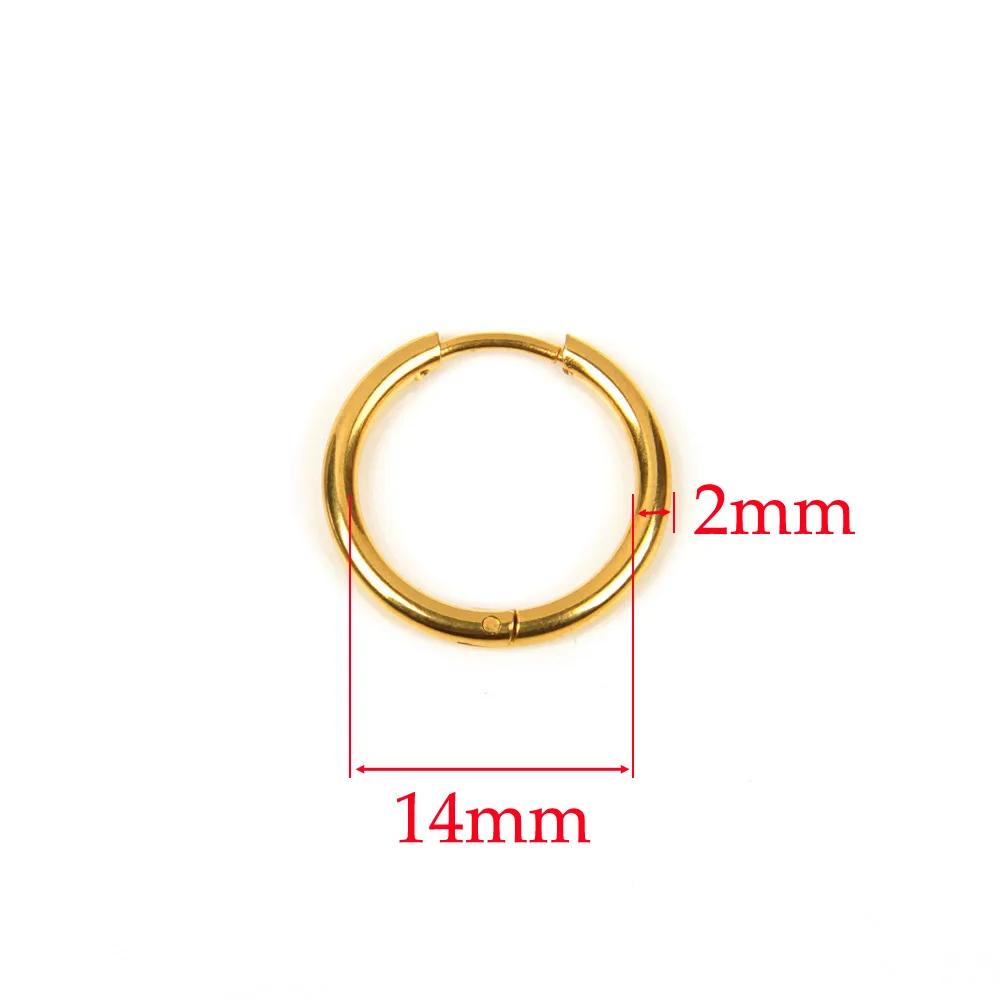 10 Stück 316L Edelstahl Creolen Ohrringe Damen Herren Punk Hiphop Kreisförmige Ohrstecker Ring Schmuck Goldfarbe Zubehör Großhandel