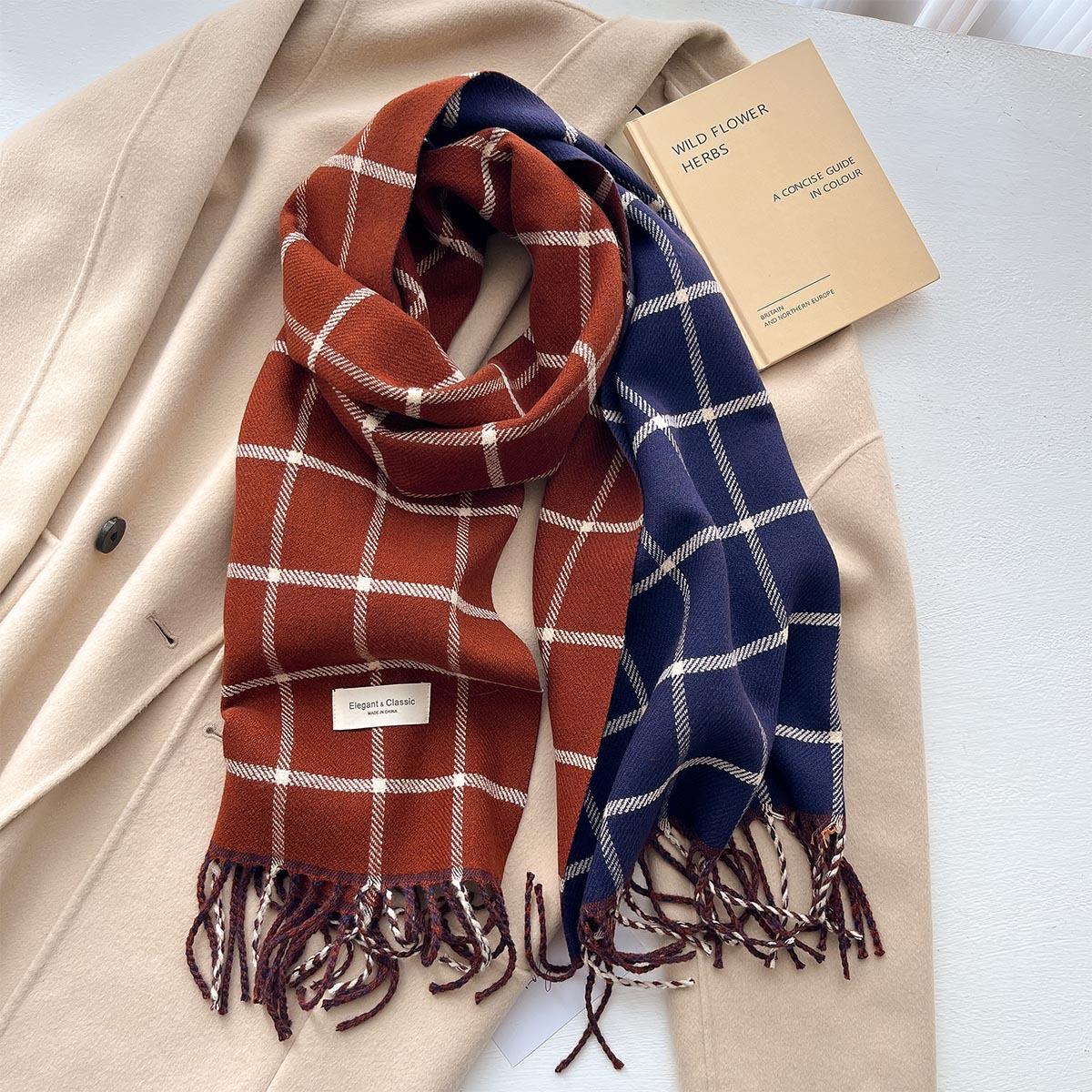 

Women Soft Winter Lattice Cashmere Scarf Versatile Tassels Pashmina Luxury Shawls And Wraps Bufanda Scarves One Size
