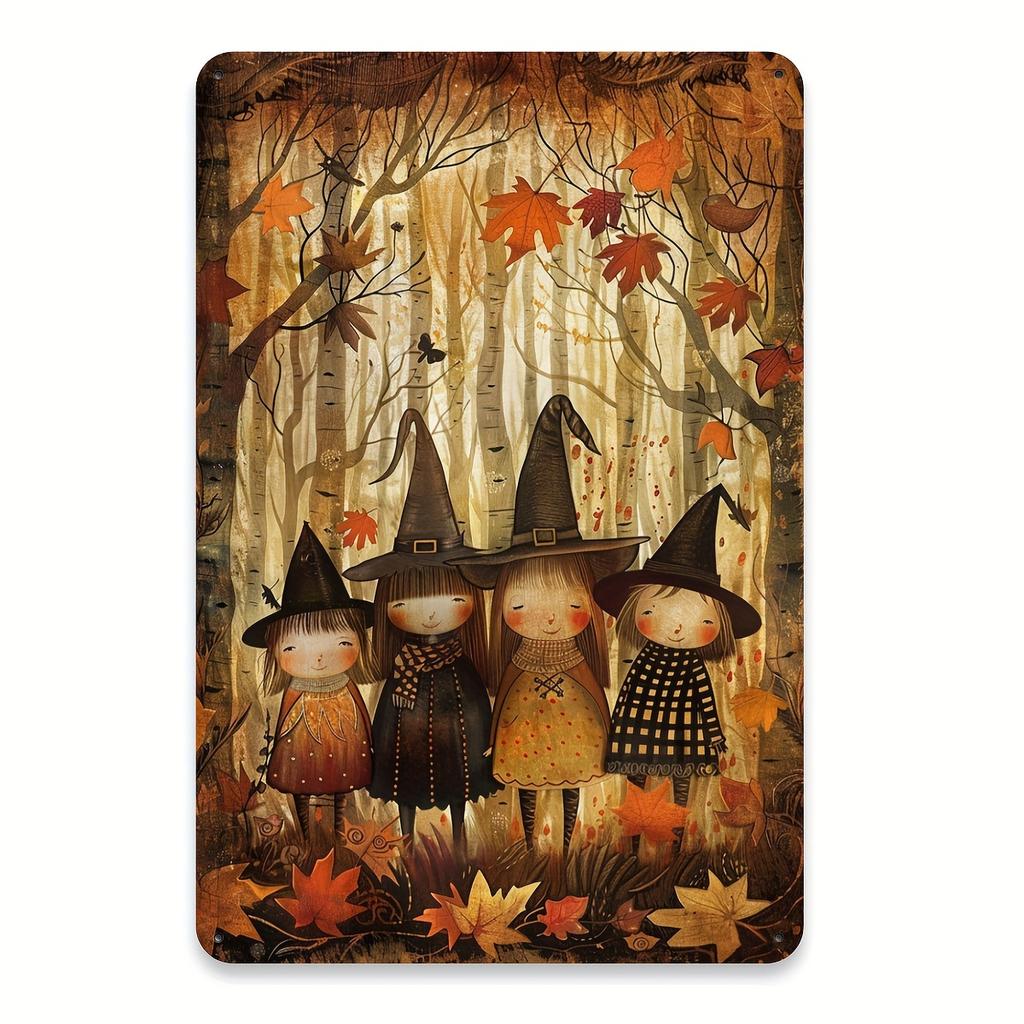 Metal Tin Sign - "Mystical Forest Witches" - Fantasy Art Wall Decor for Gym, Cafe, Garage, Restaurant, Home & Garden, Fantasy