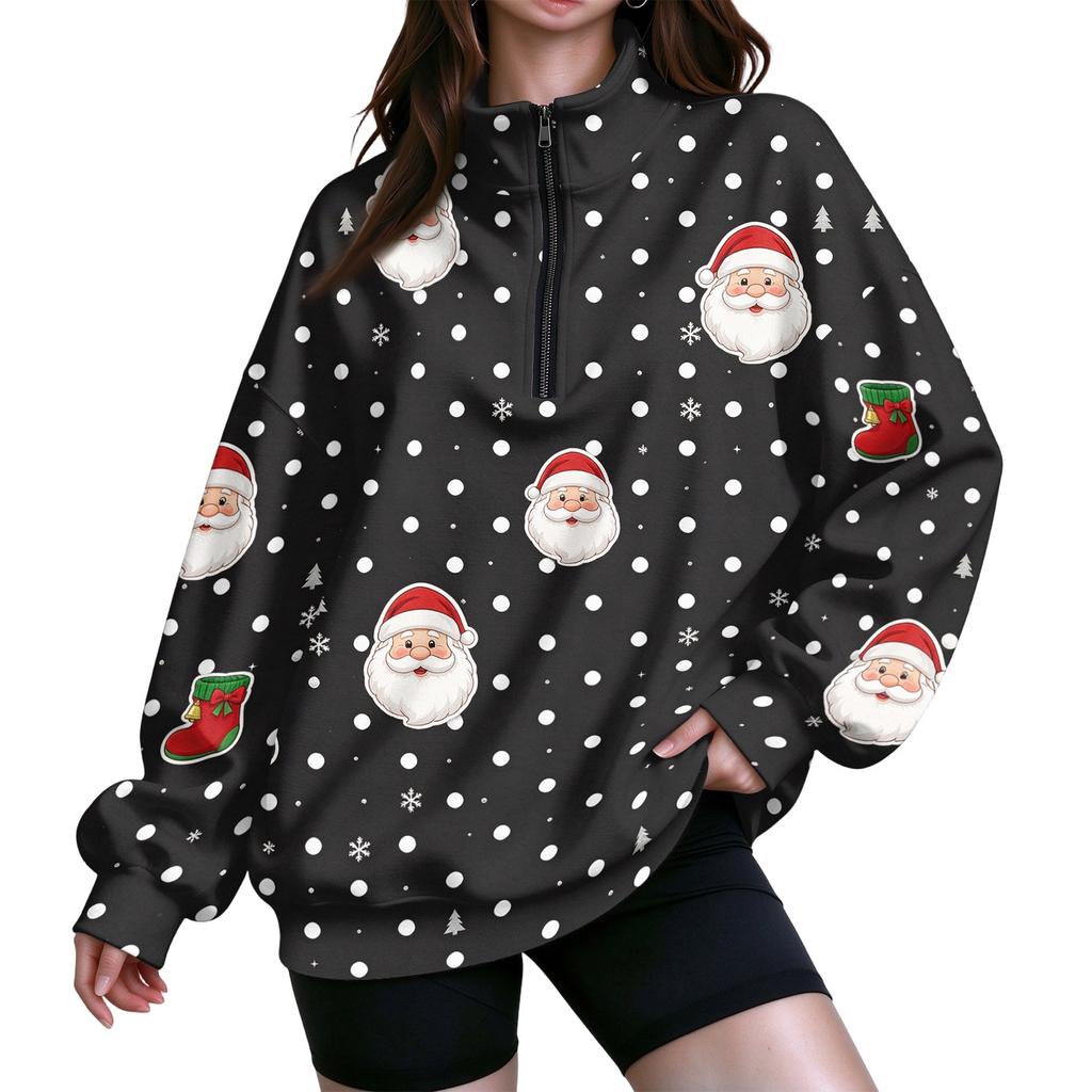 Women's Lightweight Half-Zip Sweatshirt with Print Casual Pullover for Everyday Wear