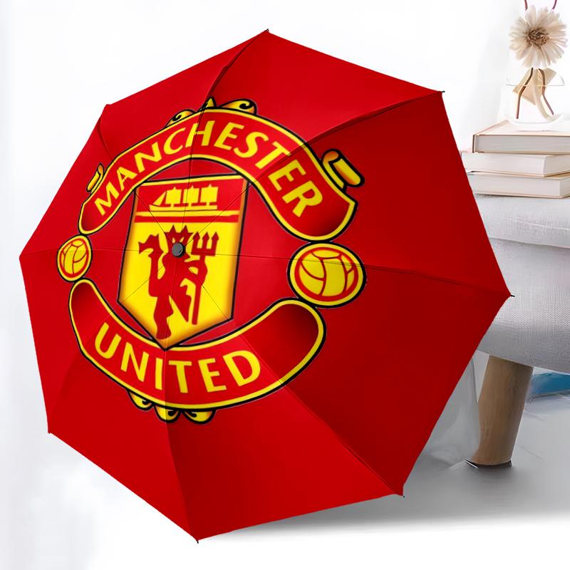 1pz Ombrello Automatico Robusto a 8 Stecche, Ombrello Manchester United Manchester City, Stampato Digitalmente, Ombrello Pieghevole per Uso Esterno in Movimento