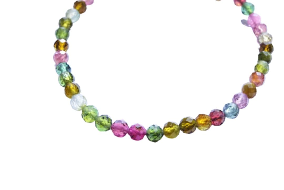 

Amulet for Mind and Tourmaline Bracelet for Men and Women Natural Power 4mm Round Cut 17cm Kanaishi [Healing Body] - Stone, (Purification, Pebbles)