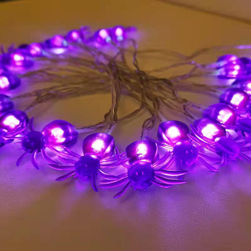 Halloween Party LED Purple Spider String Lights - Outdoor Decorative Atmosphere Lights