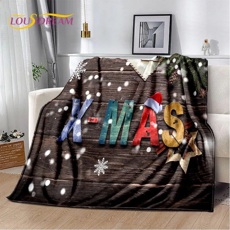 Desene animat Moș Crăciun Pom de Crăciun Fericit Cadou pentru copii Pătură moale de pluș, pătură de flanel Pătură pentru sufragerie dormitor canapea