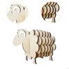 Wood Coasters Animal Sheep Drink Set for Holiday Kitchen