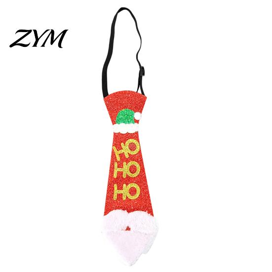 Quick Wear Holiday Necktie Adjustable Glitter Christmas Necktie, Non-woven Fabric Dress Up Costume Fun Party Favors Accessories, Sparkling Funny
