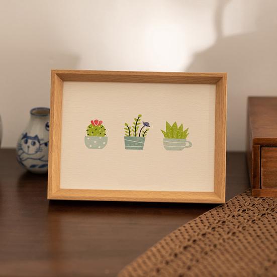 Chinese Style Picture Frame Vintage Floral Mini Photo Frame Wooden Standing Display Frame for Tabletop Wall Decor