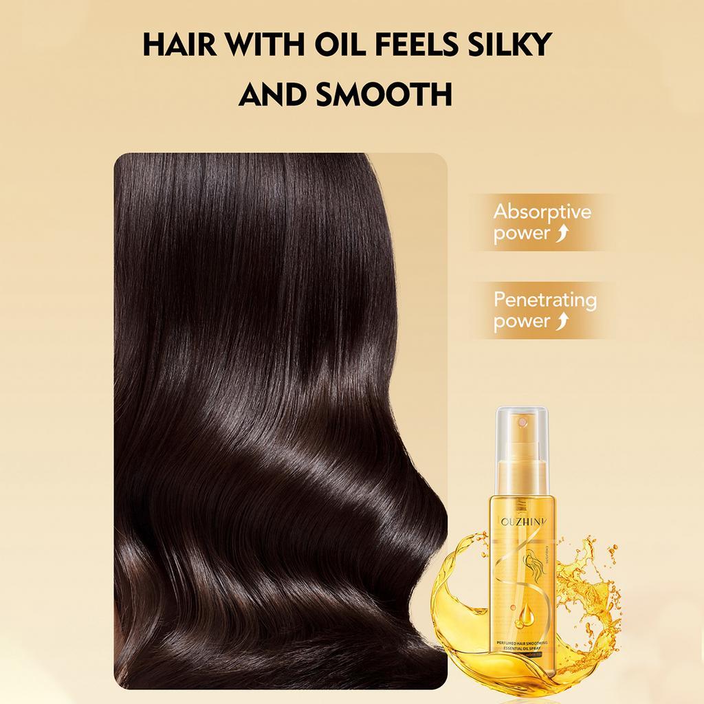 Spray Olio Essenziale Essenziale per la Cura dei Capelli Profondamente Nutriente - Aumenta la Lucentezza, Ripara i Danni, Profumo, Portatile meno