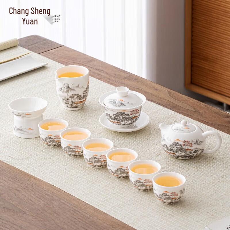 CHANGSHEGNYUAN Translucent White Porcelain Tea Set