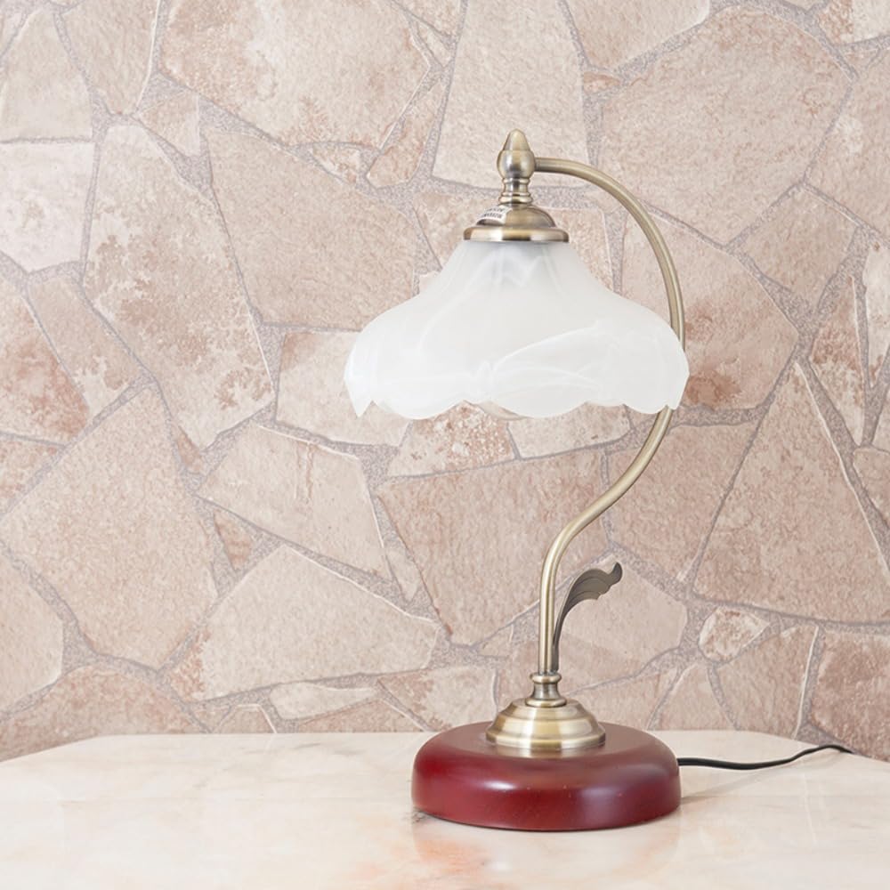 Akizuki Trading Klarer Glasschirm Tischleuchte, B26 x T26 x H43cm, MS-T020