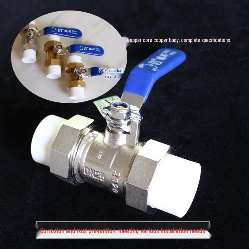 Pengbang Brass Double Union Ball Valve for PPR Water Pipe, 20mm & 25mm Fittings