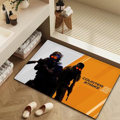 C-Counter Strike Global Offensive Game Microfiber Decorative Versatile Flannel Floor Door Mat Quick Dry Absorbent Non-slip Sole