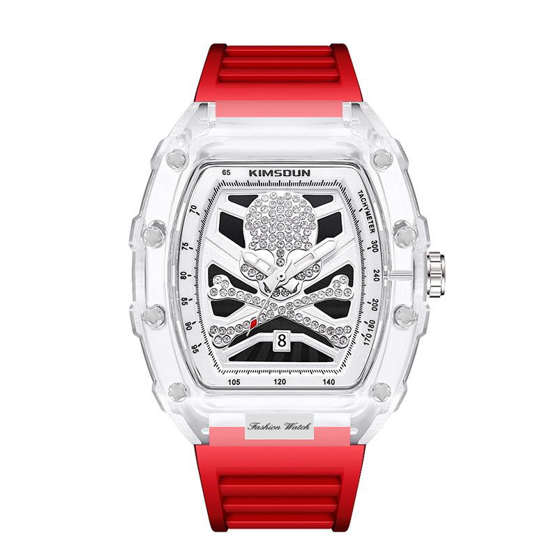 

UTHAI Men s Watch Sports Wine Bucket Shape Personalized Skull Head Wristatch Transparent Male Fashion Quartz Clock Watches