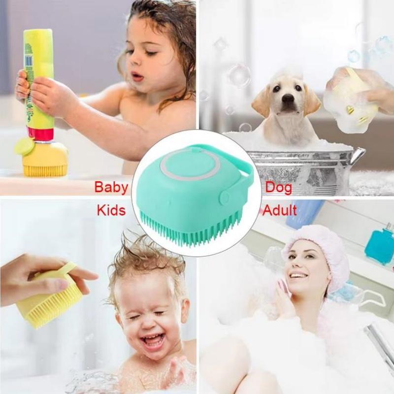 Silikon Şampuan Banyo Fırçası Masaj Tarak Bakım Scrubber Fırça Banyo Aksesuarları Bebek Çocuk Silikon Vücut Scrubber