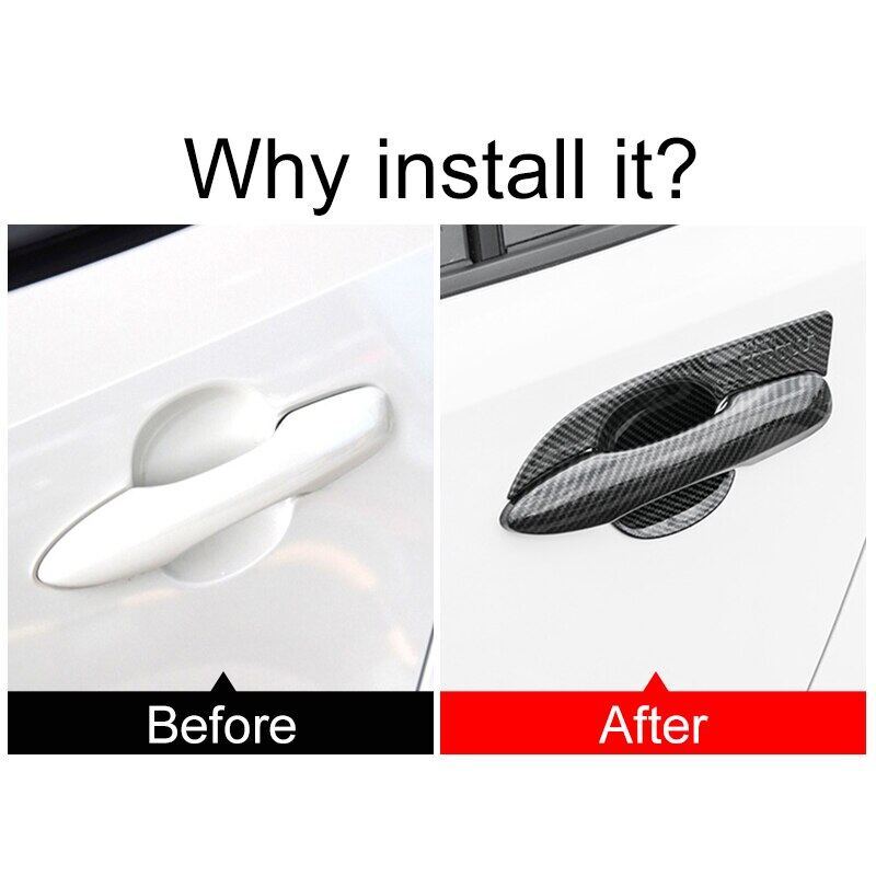 Carbon Fiber Chrome Car Door Handle Bowl Cup Protective Cover Trim Cap Sticker Protector For Toyota Corolla Altis E210 -