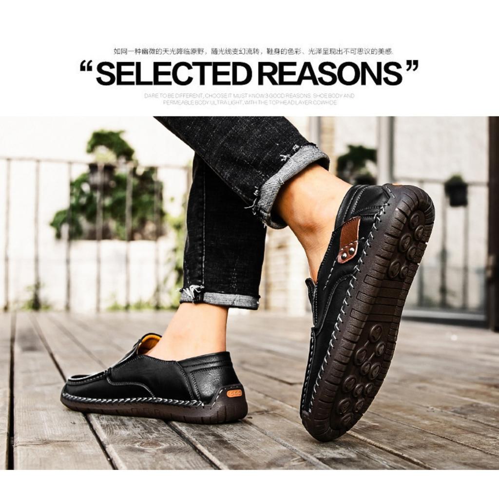 Ręcznie Szyte Męskie Outdoorowe Buty Casualowe, Skórzane Buty na Płaskiej Podeszwie, Niskie Buty Oversize