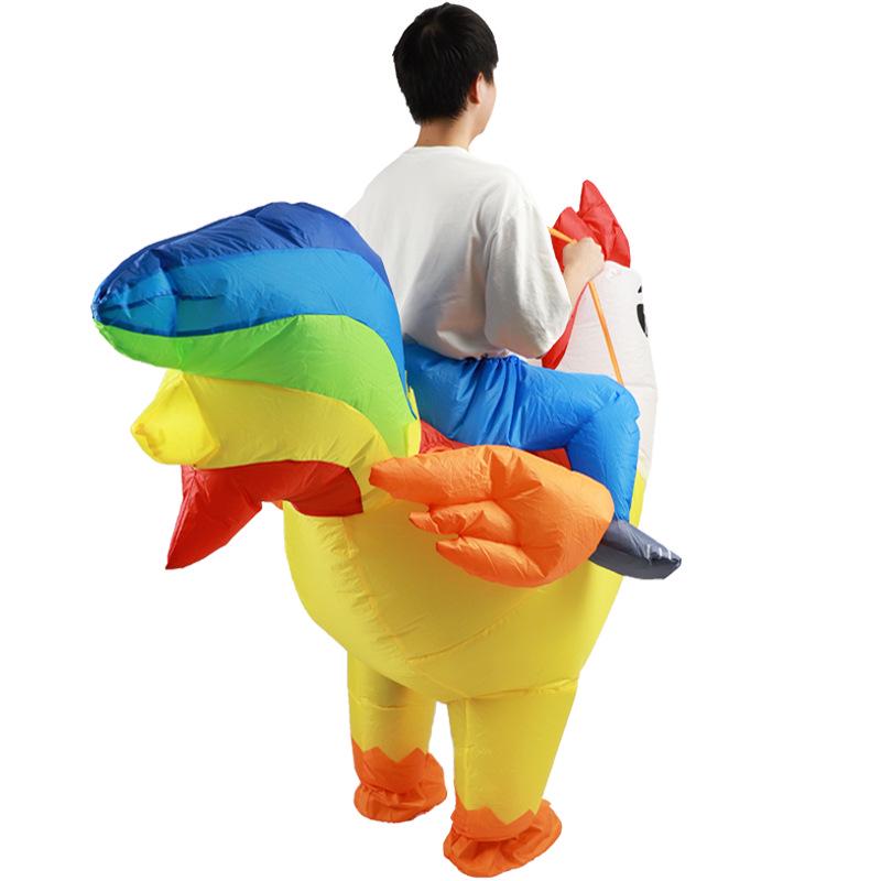 Colorful Inflatable Rooster Costume for Kids' Halloween and Stage Performances