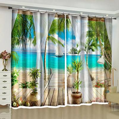 Rideaux Scéniques Imprimés Série Plage de Mer 3D pour Chambre Salon Rideaux en Gros Rideaux de Fenêtre Rideaux Paysage Extérieur