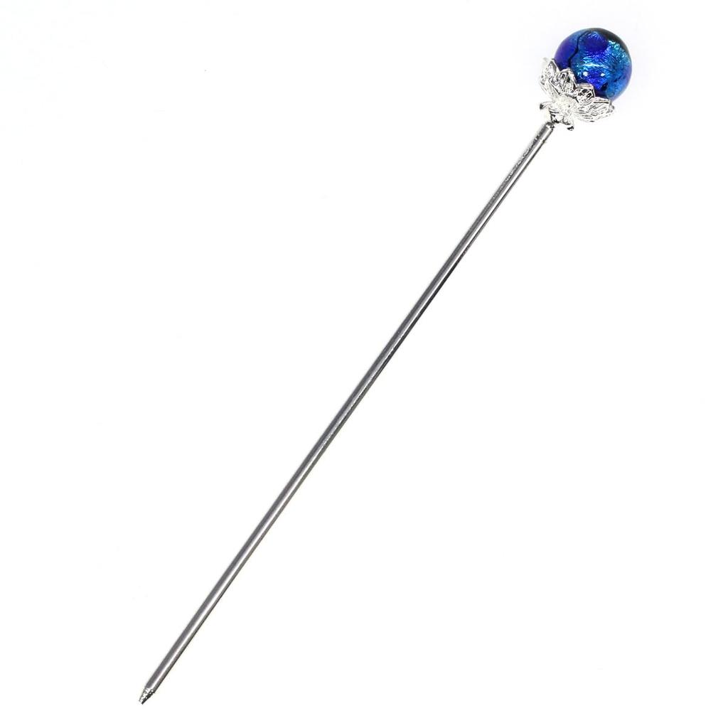 Sea Drop Kanzashi Glass Glass Hair Ornament for and Other Traditional Japanese Clothing Hairpin, Glow-in-the-dark Bead, Blue, 14mm, Glow-in-the-dark