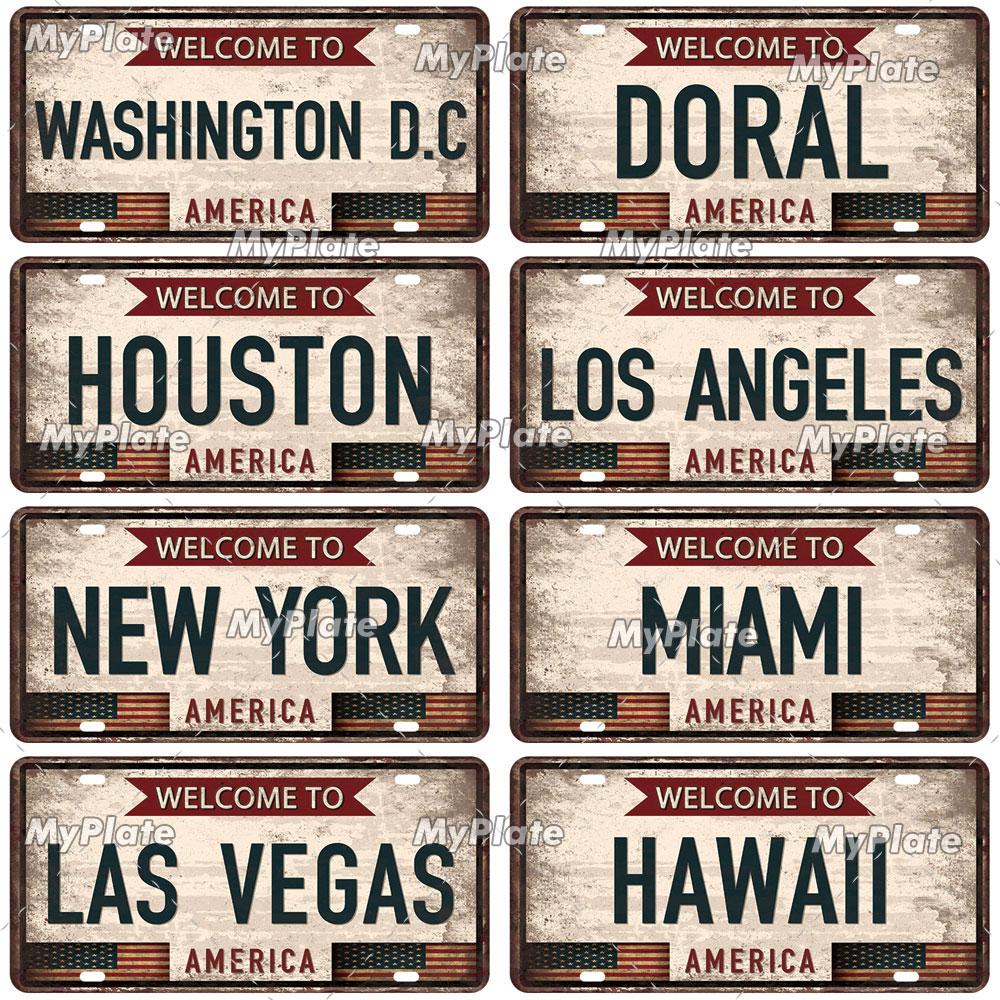 [MyPlate] Country City Style 15x30CM Plate Vintage Metal Sign Plaque Tin Sign Man Cave Decoration Bar Sign Club Poster Gift
