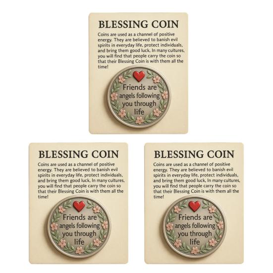 Friendship Blessing Coin Friends Are Angels Following You Through Life Blessing Coin with Emotional Support Card Pocket Friendship Keepsake Gifts