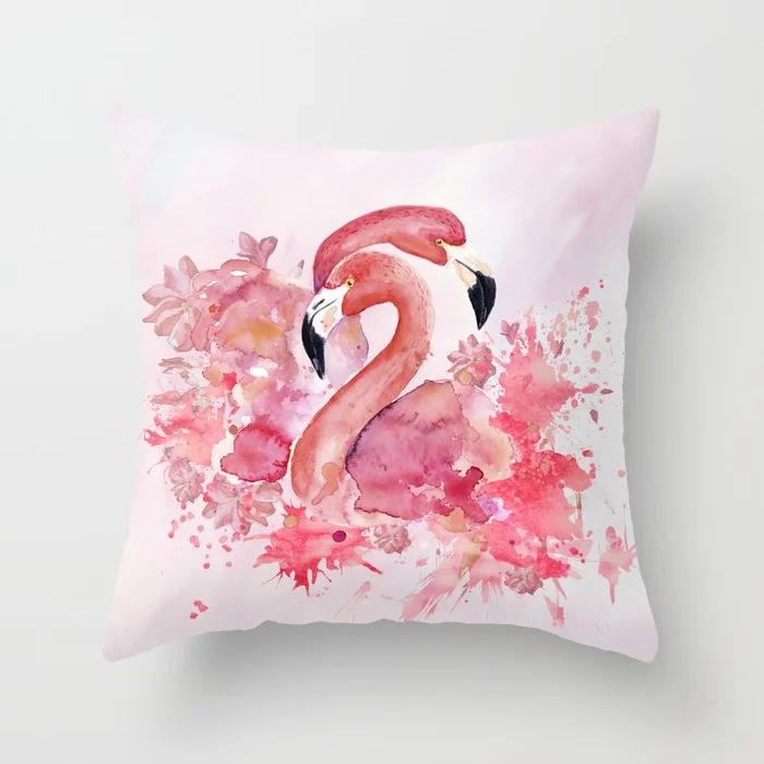 

Creative Cartoon Polyester Material Pillow, Flamingo Pattern Pillow, Home Soft Furnishing Sofa Cushion Pillow 45*45cm