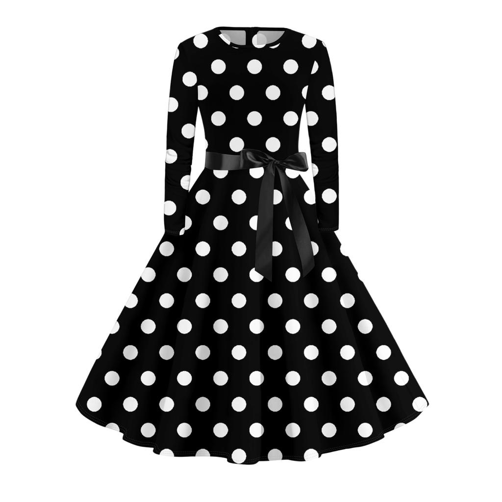 Women's Casual Fashion Long Sleeve Vintage Long Dresses