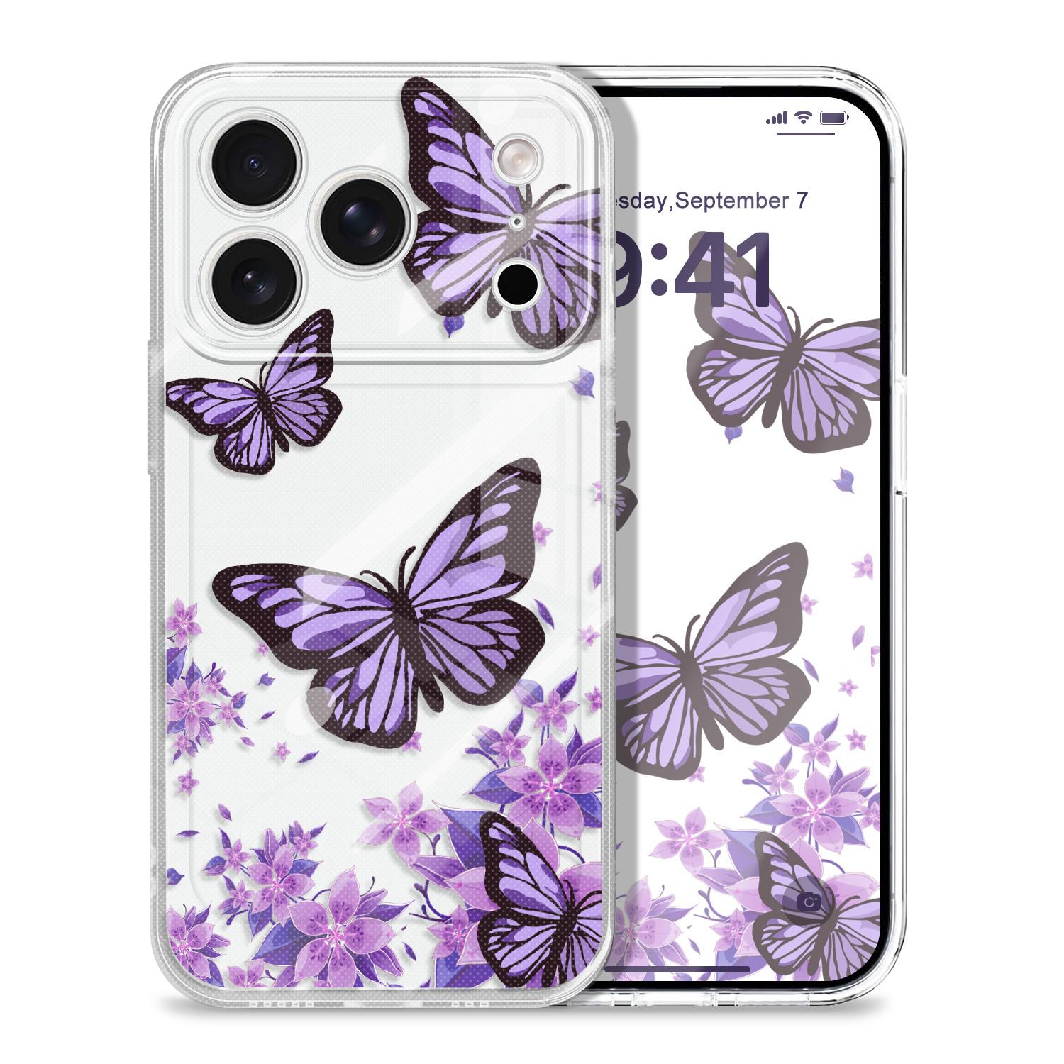 

Sky Butterfly Transparent Phone Case For iPhone 17 Air 16 16e 15 14 Pro Max Plus Mini Soft TPU Cover iPhone 16e