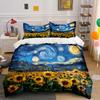 Van Gogh Notte Stellata Girasoli Set Biancheria da Letto Set Biancheria da Letto (1 copripiumino, 2 federe, piumino non incluso)