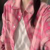 La Chapelle American-Style Pink Plaid Shirt
