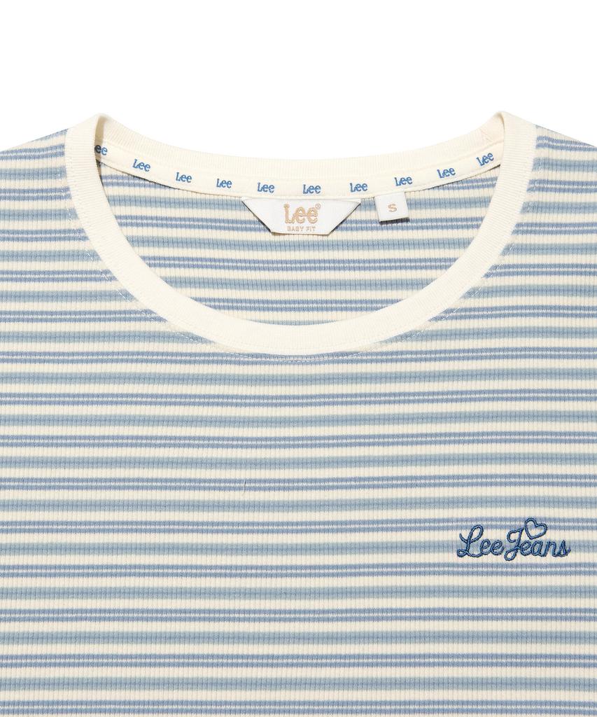 LEE Women'S Ribbed Stripe T-Shirt Light Blue