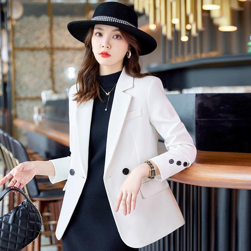 Khaki Slim Fit Casual Blazer for Women - Spring/Autumn 2026 High-End Style