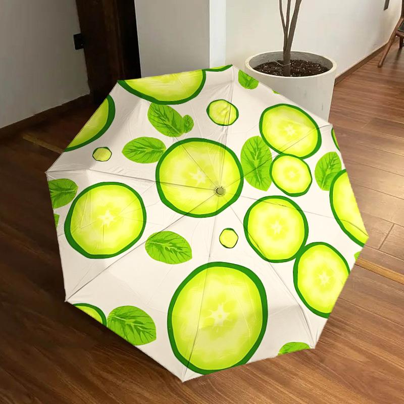 

1pc Cucumber Slices Automatic Open/Close Umbrella, Formal Events - Ideal Gift for Family or Friends, Outdoor Accessory yy251211150