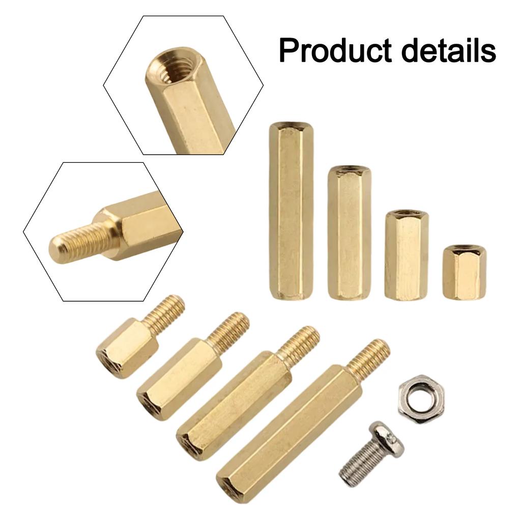 Brass Standoff Kit Male Female Standoff Nut Brass Finish Multiple Sizes Portable Design For Computer Assembly Easy To Carry