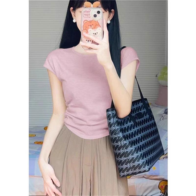 

Women s Summer Slimming Short-Sleeve Knitted Top with Fly Sleeve XL 59-64 kg