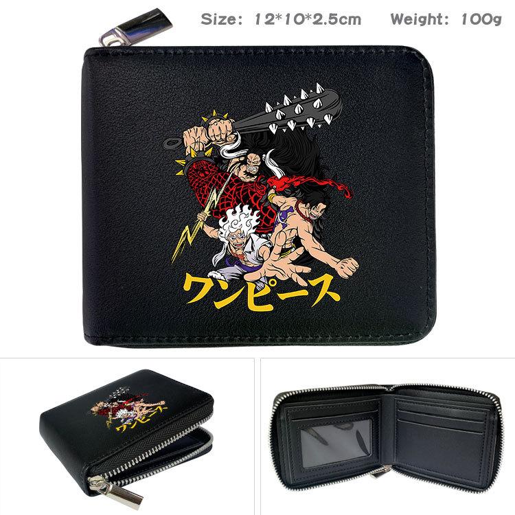 One Piece Anime Reißverschluss PU Geldbörse Luffy Aufdruck Kurzes Münzfach Kartenhalter