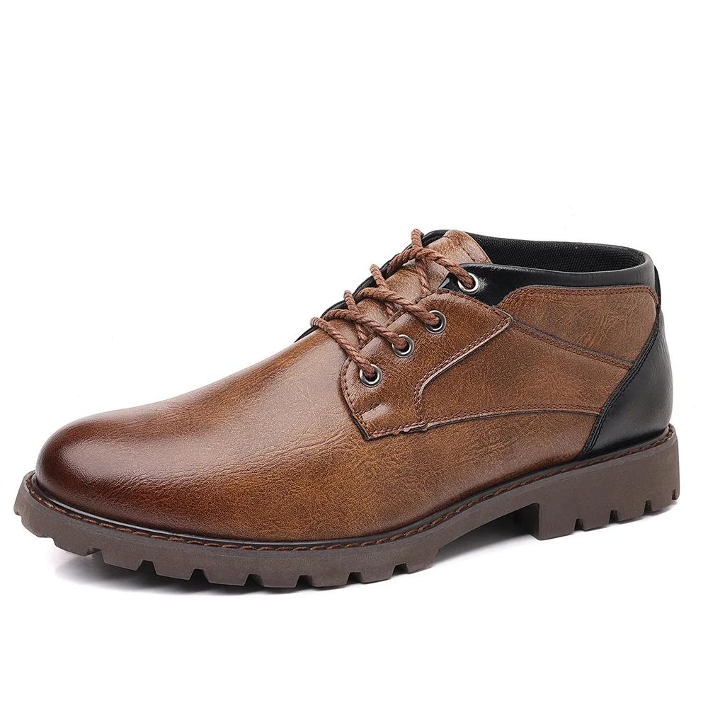 High Quality Leather Men Chelsea Boots Luxury Brand Brogue Shoes Fashion Casual Low Top Basic Ankle Boots Plus Size 48 Boots Men