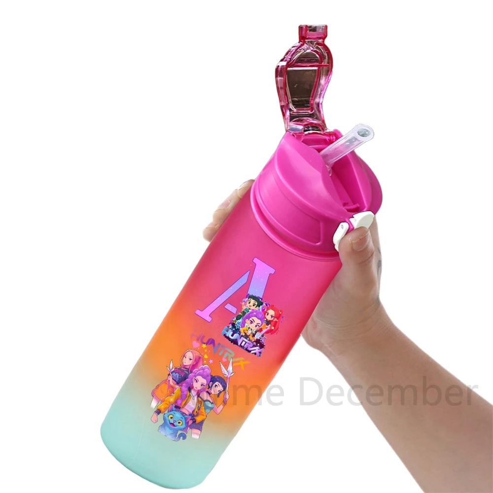 Anime K-Pop Demon Hunters A-Z English Letter Printed Character Water Cup Demon Hunters Large Capacity Outdoor Portable Drinking Bottle for Boy Girl