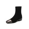 Autumn and Winter Fashion Boots Women's Low Heel Large Size Women's Boots Square Heel New Rubber Sole Korean Version Suede Black Medium Boots Women
