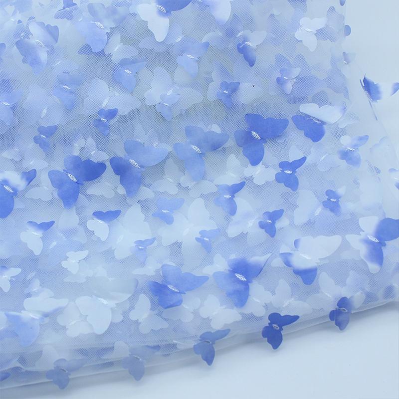

1 ярд Вышитая 3D ткань сетка с кружевом с бабочками для DIY детской одежды, женского свадебного платья, швейная ткань для одежды, новая 130X91cm