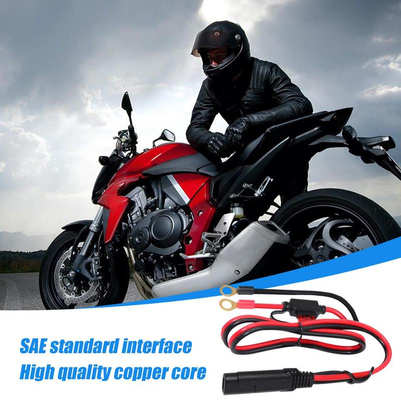 Motorcycle Battery Charger Cord SAE Adapter Battery Quick Connect SAE To O Ring Terminal Quick Disconnect Assembly Extension