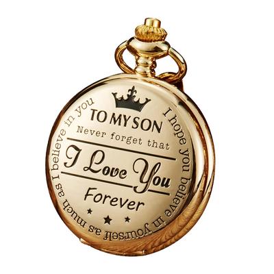 Mode Für Meinen Sohn Ich Liebe Dich Serie Taschenuhr Quarz Uhr Anhänger Halskette Uhr