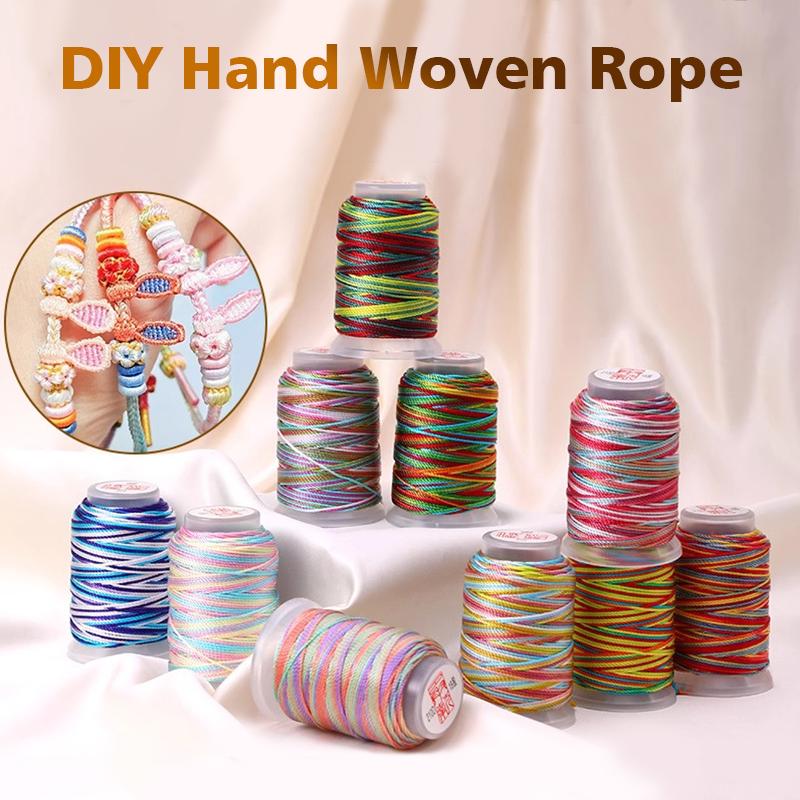 1Roll Handmade Stranded Thread Polyamide Fiber Colored Thread Hand String Bracelet Woven Rope Rope Weaving Gradient 18 Strands