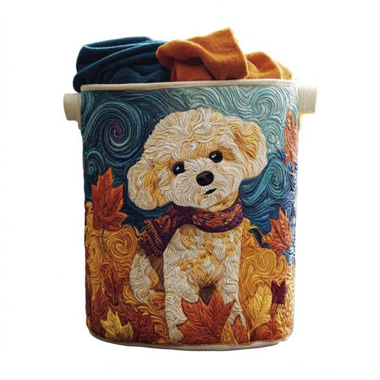 Quilted Laundry Basket Fabric Floral Storage Basket with Handles Boho Clothes Basket for Laundry Nursery Bedroom Garments Kids Toys M