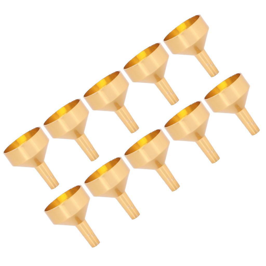 10pcs Metal Small Funnel Mini Aluminum Alloy Funnel for Filling Bottles and Transferring Cosmetics PerfumeGold