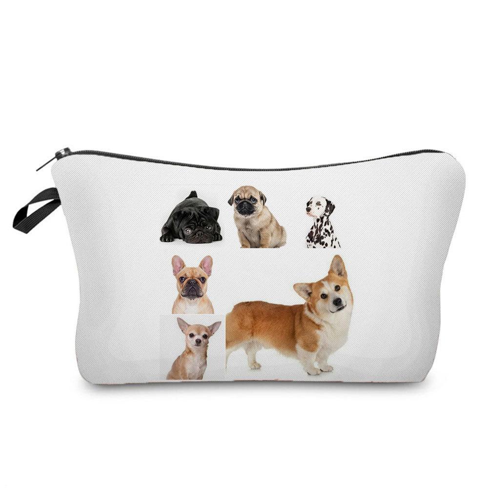 Damen Kosmetiktasche mit Hundeaufdruck Toilettenartikel Organizer Reiseaufbewahrungskoffer 6675
